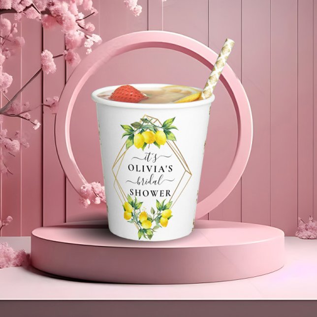 Gobelets En Papier Élégant Or Citron Géométrique Mariage Papier C (Créateur téléchargé)