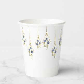 Gobelets En Papier Elégant or pendulums travail fleurs bleues