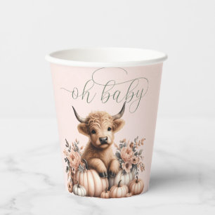 Gobelets En Papier Elégant rose vif HIghland vache babyshower