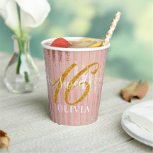 Élégant Rosy Moderne Sweet 16 tasses en papier