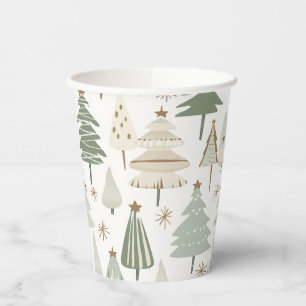 Gobelets En Papier Élégant Saga vert Noël Arbres motif