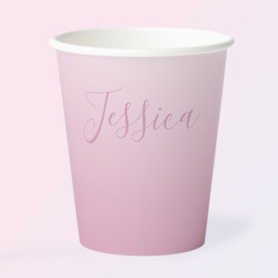 Gobelets En Papier Élégant script et rose modifiable (n'importe quell