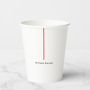 Gobelets En Papier Élégant Simple Noir & Blanc Rouge Minimaliste