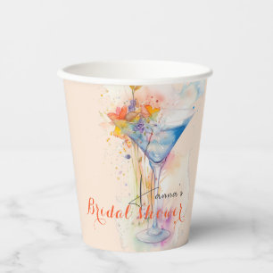 Gobelets En Papier élégant verre de vin fleuri Douche nuptiale