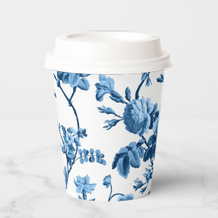 Gobelets En Papier Élégant Vintage bleu Rose floral chic