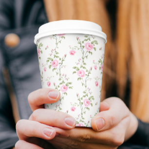 Gobelets En Papier Élégant Vintage Floral Rose moderne