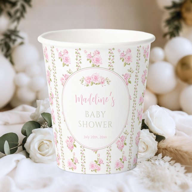 Gobelets En Papier Elegant Vintage Pink Rose (Créateur téléchargé)