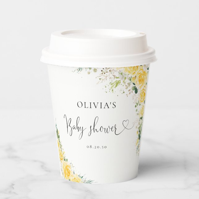 Gobelets En Papier Elegant Yellow Baby Shower Paper Cup (Recto)