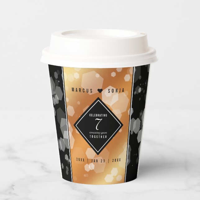 Gobelets En Papier Élégante 7ème anniversaire du Mariage de cuivre (Recto)