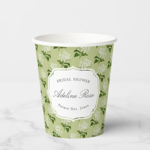 Gobelets En Papier Élégante douche de mariée aux hortensias verts et