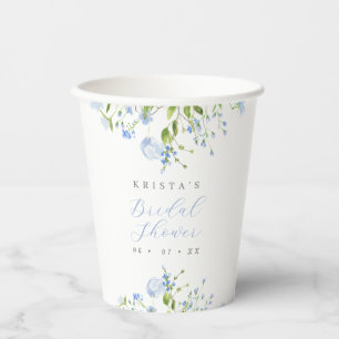 Gobelets En Papier Élégante douche de mariée florale bleu clair