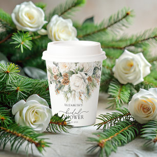 Gobelets En Papier Élégante douche de mariée florale hivernale verdoy