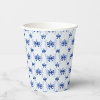 Gobelets En Papier Élégante Fête de Mariage au Ruban Bleu