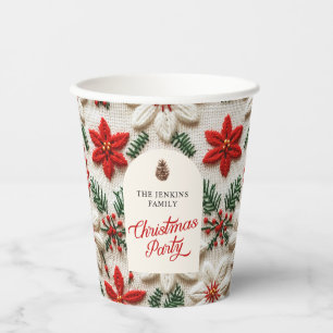 Gobelets En Papier Élégante fête de Noël Rouge Floral tasse de papier