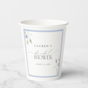 Gobelets En Papier Elégante Fête des mariées Fleur sauvage bleu Dusty
