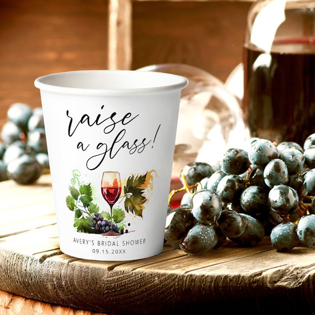 Gobelets En Papier Elégante Lever un verre Aquarelle Dégustation de v (Créateur téléchargé)