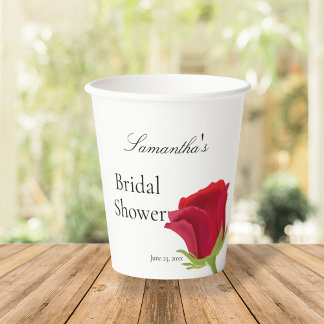Gobelets En Papier Élégante Mariage Fête de Rose Rouge