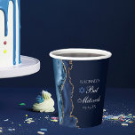 Gobelets En Papier Elégante Marine Blue Gold Agate Bat mitzvah Party<br><div class="desc">L'élégante agate bleu marine et or orne le côté de ce parti Bat mitzvah moderne en faveur tasse de papier. Le nom de votre fille est écrit dans une belle écriture formelle sous l'Étoile de David. Décor parfait pour une famille juive chic et chic célébrant une fille appelée à la...</div>