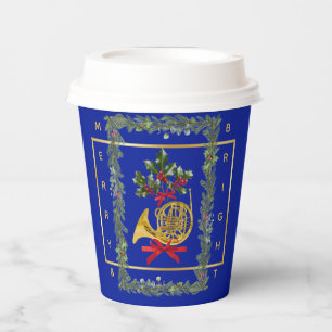 Gobelets En Papier Élégante tasse en papier bleu royal pour Noël avec