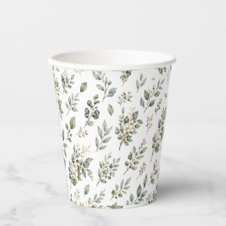 Gobelets En Papier Élégante tasse en papier eucalyptus botanique