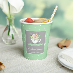 Gobelets En Papier Elégante Teacup Floral Teacup Baby shower Tea Part