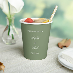 Gobelets En Papier Élégantes Coupes de papier Mariage vert Sage