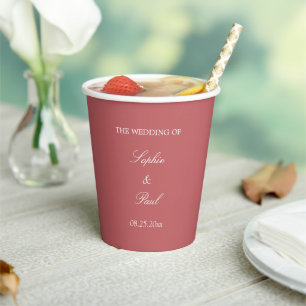 Gobelets En Papier Élégantes coupes en papier Mariage rose Rose Dusty