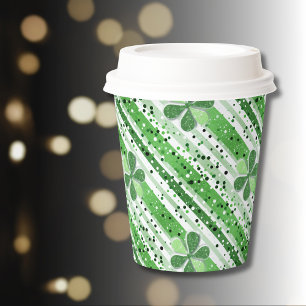 Gobelets En Papier Élégantes rayures vertes et blanches Shamrock Pail