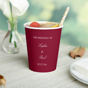 Gobelets En Papier Élégantes tasses de papier Mariage Bourgogne