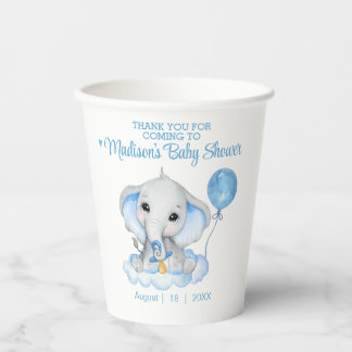 Gobelets En Papier Eléphant Baby shower de Merci personnalisé