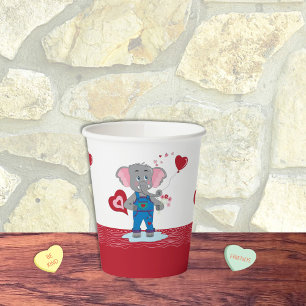 Gobelets En Papier Eléphants de dessin   Coupe Hearts Red et White Pa