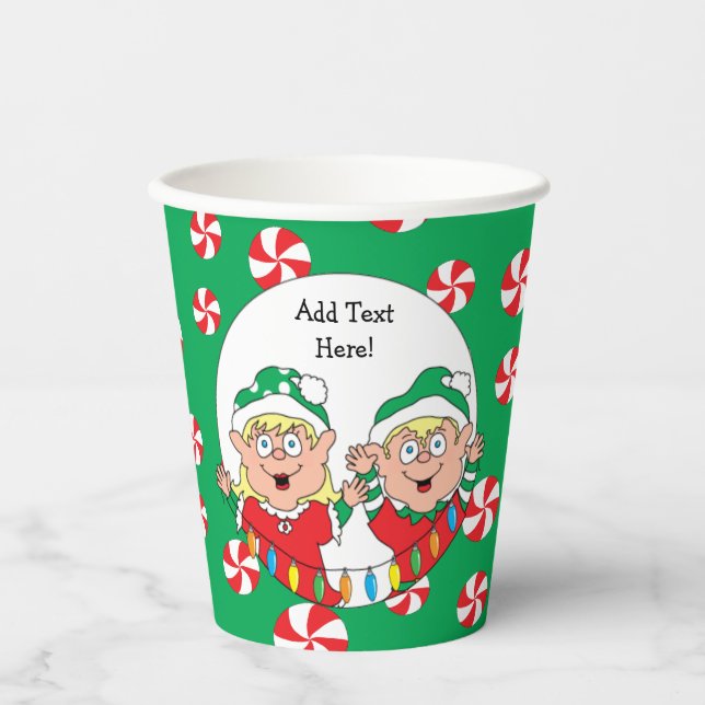 Gobelets en papier "Elfes joyeux" 250 ml (Recto)