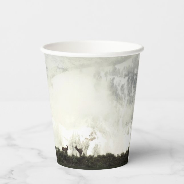 Gobelets En Papier Elk at Grand Teton National Park Photographie (Verso)