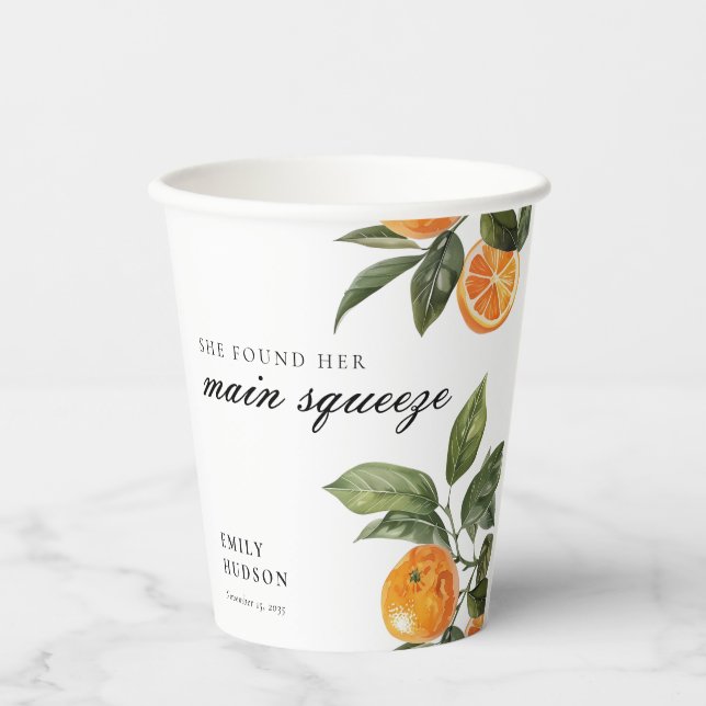 Gobelets En Papier Elle a trouvé sa douche de mariée Main Squeeze (Recto)