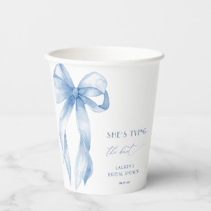 Gobelets En Papier Elle Attache Le Nœud Dusty Blue Bow Réception de M
