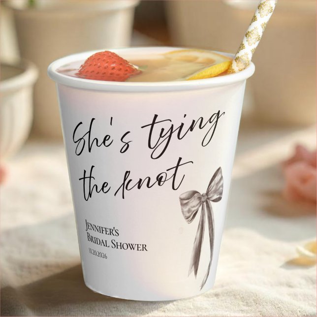 Gobelets En Papier Elle Attache le Nœud Noir Ruban de Mariage Papier (Créateur téléchargé)