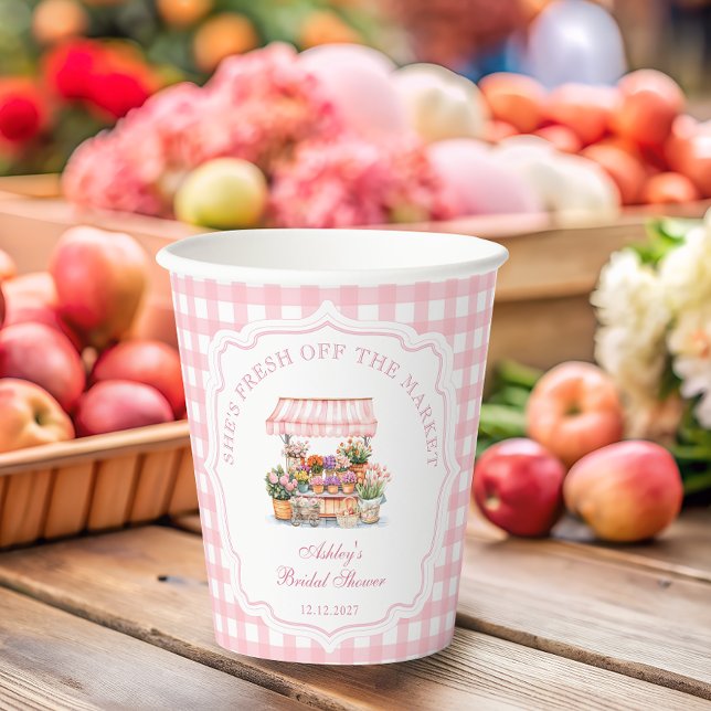 Gobelets En Papier Elle est fraîche de marché Fête de mariage floral (Créateur téléchargé)