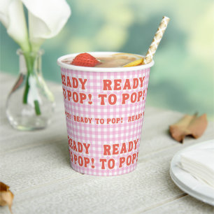 Gobelets En Papier Elle est prête à éclater Baby Shower Rose Gingham