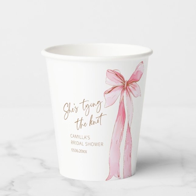 Gobelets En Papier Elle noue la Fête des mariées du noeud (Recto)