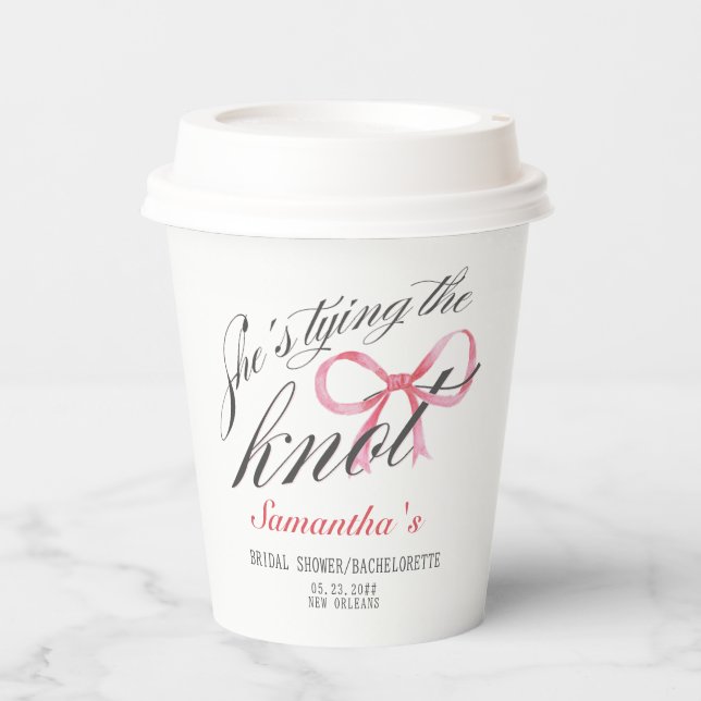 Gobelets En Papier Elle noue le nœud Bow Coquette Fête de mariage (Recto)