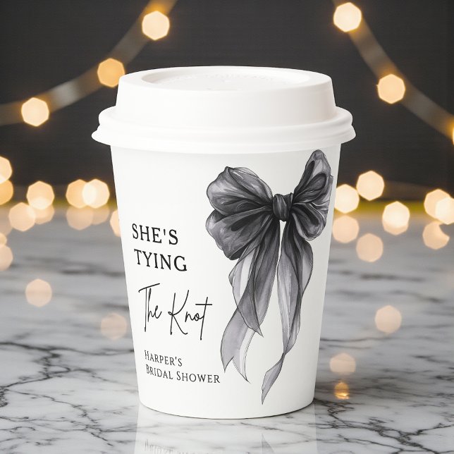 Gobelets En Papier Elle Noue Le Nœud Noir Cérémonie de Fiançailles (Créateur téléchargé)