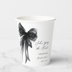 Gobelets En Papier Elle Noue Le Nœud Noir Fête de Mariage de Ruban No