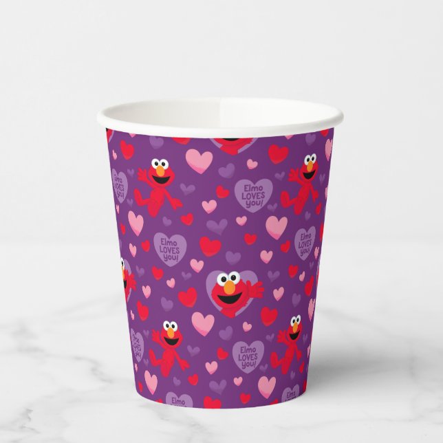 Gobelets En Papier Elmo vous aime Motif de la Saint Valentin (Gauche)
