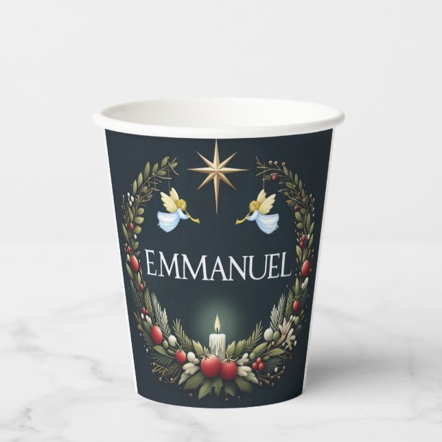 Gobelets En Papier Emmanuel Christmas angels (Recto)