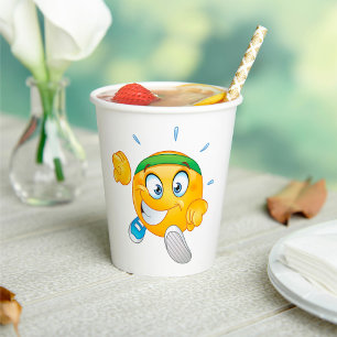 Gobelets En Papier Emoji de jogging heureux dessin animé coureur
