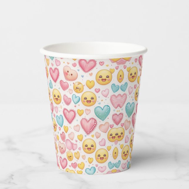 Gobelets En Papier Emoji Hearts Party Paper Cup (Recto)