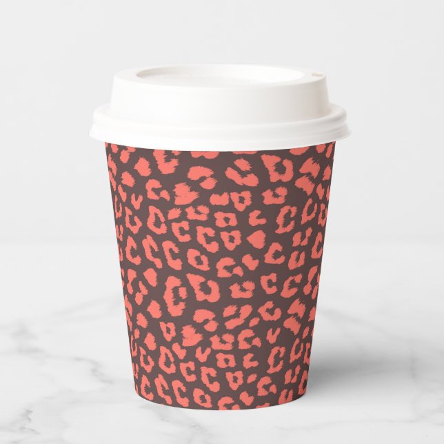 Gobelets En Papier Empreinte de léopard Brown de corail (Recto)