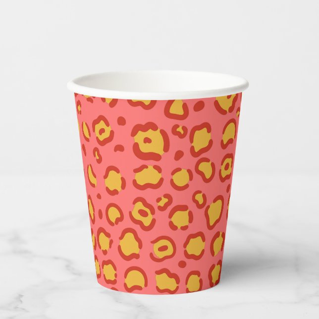 Gobelets En Papier Empreinte de léopard de corail (Recto)