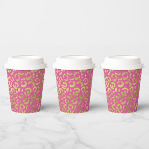 Gobelets En Papier Empreinte de léopard de glamour rose Girly