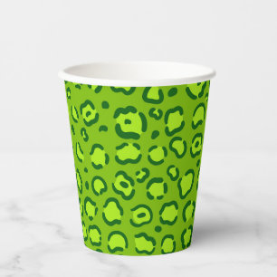 Gobelets En Papier Empreinte de léopard vert